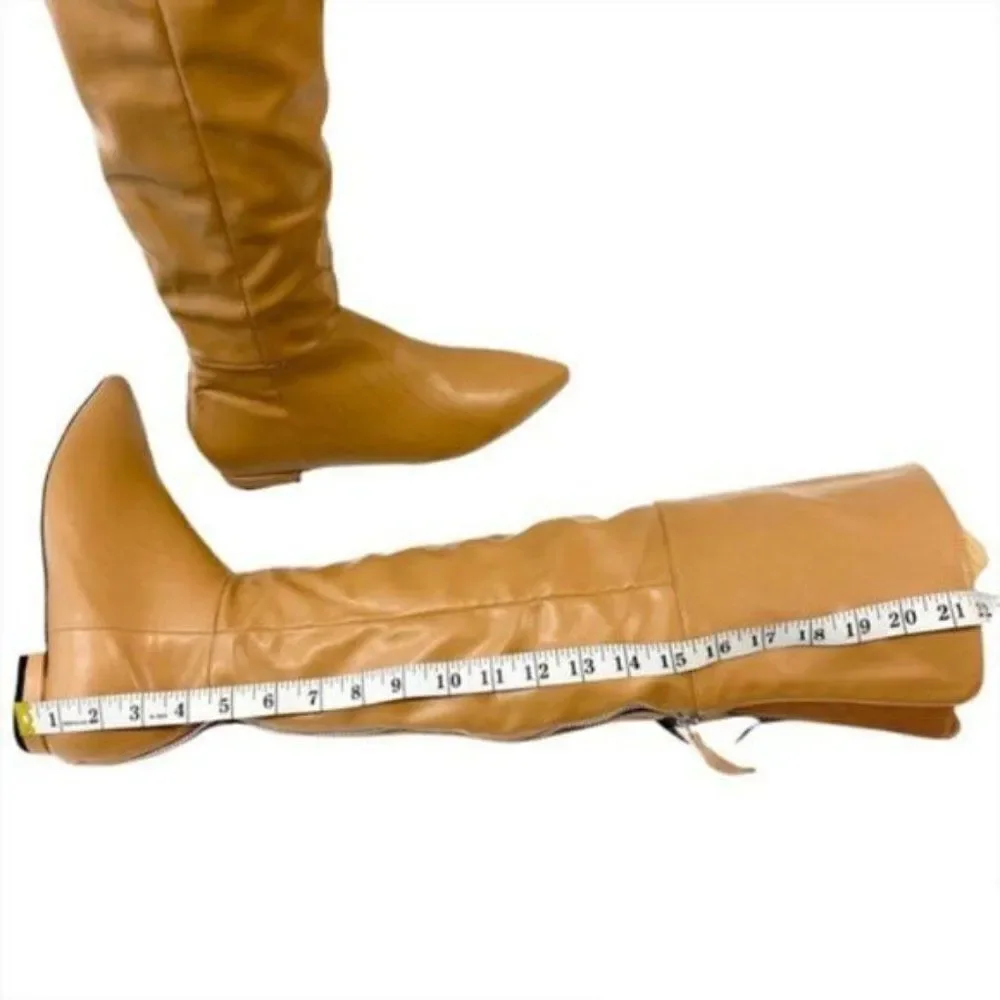 FSJ Women Fashion Over The Knee High Boots Pointed Toe Flats Comfortable Back - Picture 4 of 10